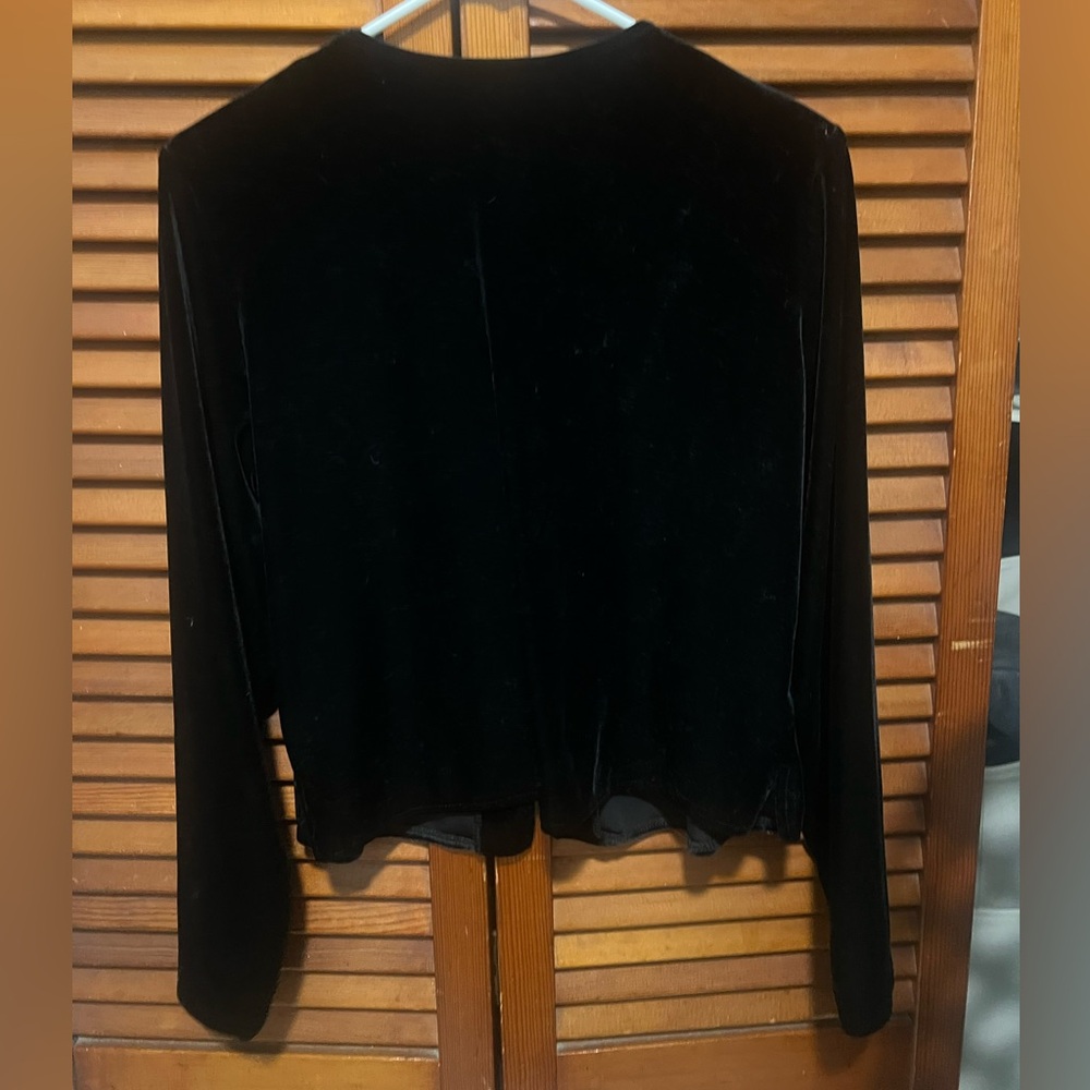 Rabbit Rabbit Rabbit Designs Velvet Black Button Up Blouse - Picture 2 of 4